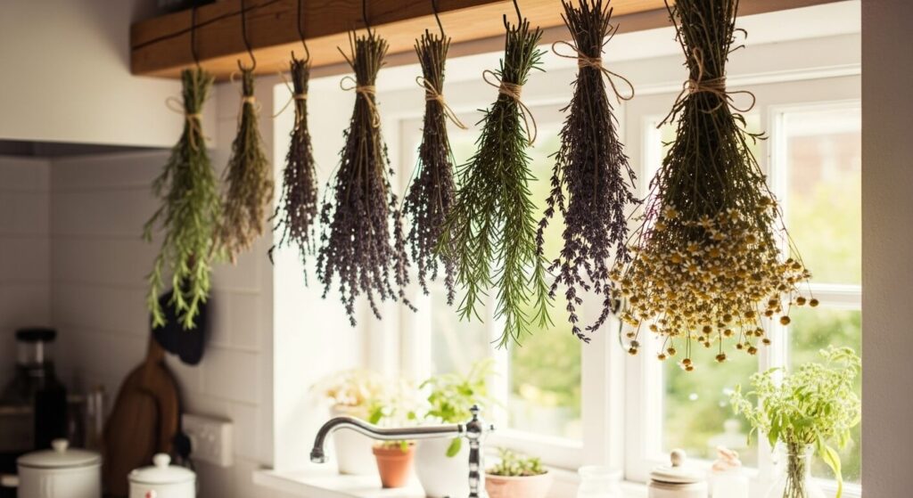Dried Flowers and Herbs Hanging