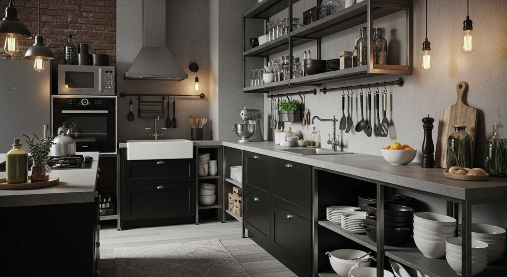 Industrial-Inspired Kitchen Setup