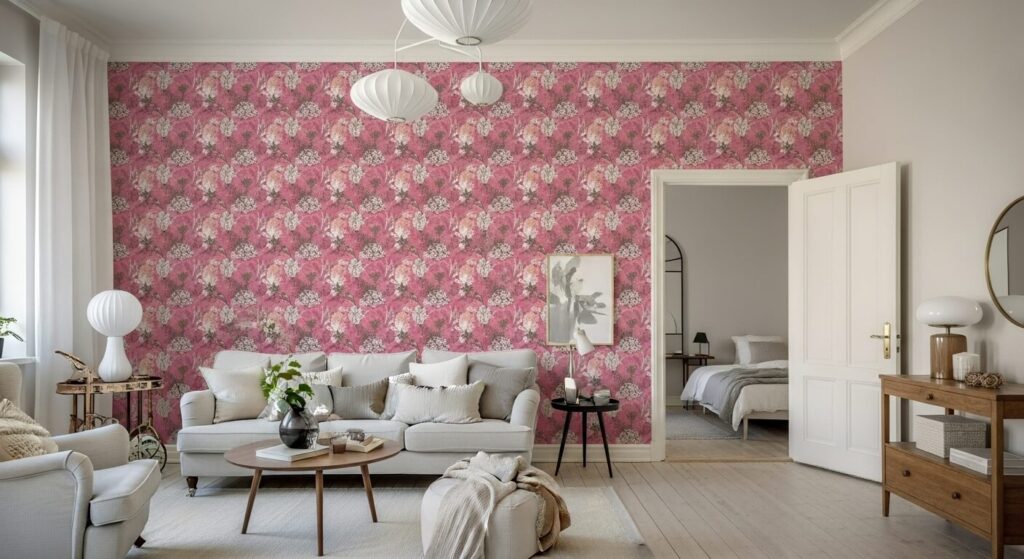 Pink Wallpaper with Florals or Patterns
