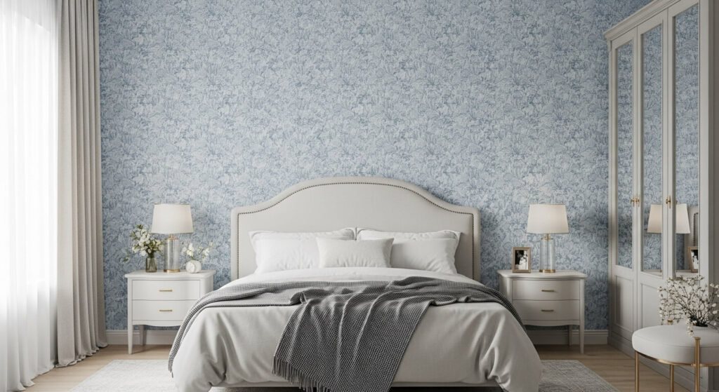 Blue Floral or Botanical Wallpaper