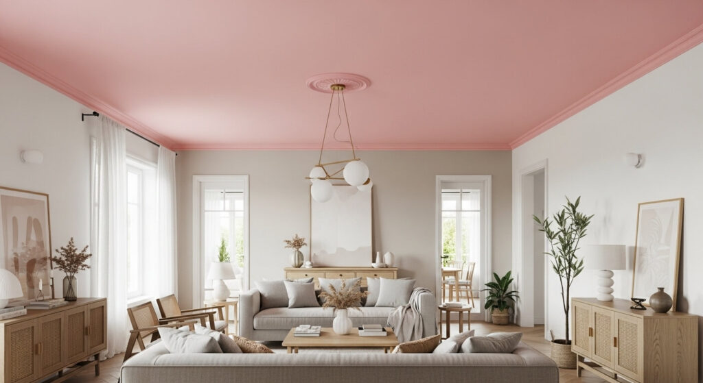 Pink Painted Ceiling for an Unexpected Twist