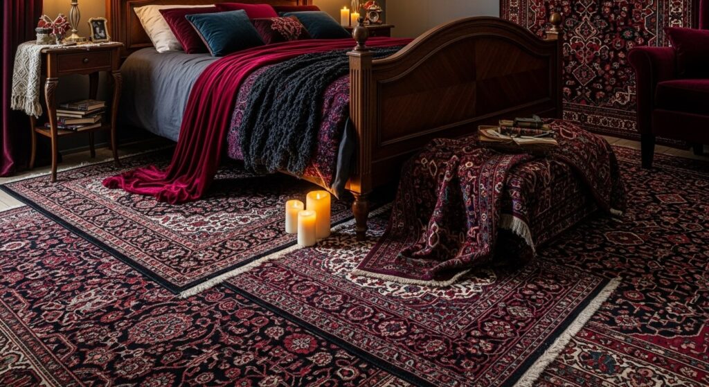 Layered Rugs in Dark Tones