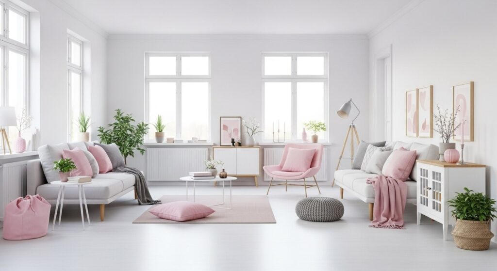 Pink and White Scandinavian Style
