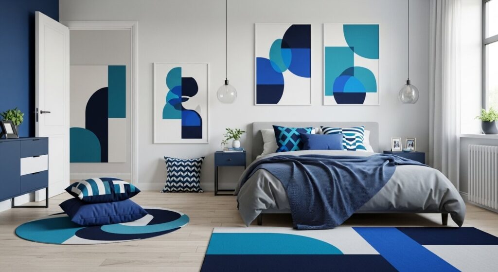 Blue Geometric Accent Pieces