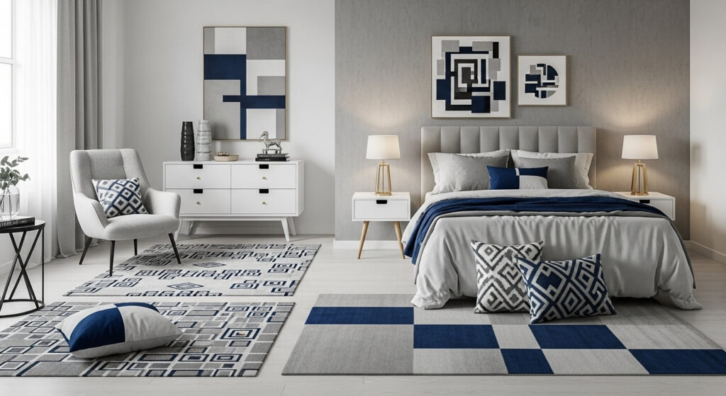 Gray and Navy Geometric Prints