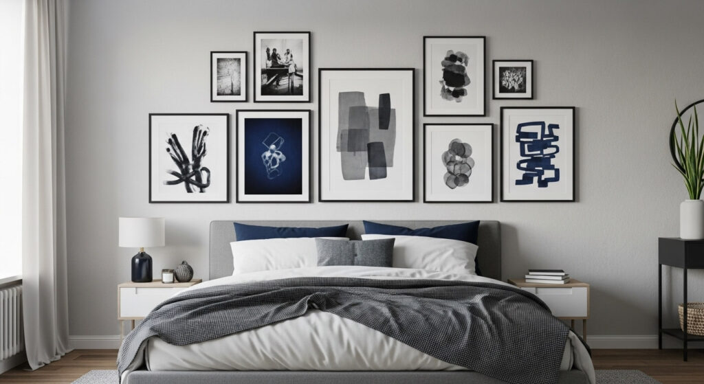 Gallery Wall in Monochrome and Navy