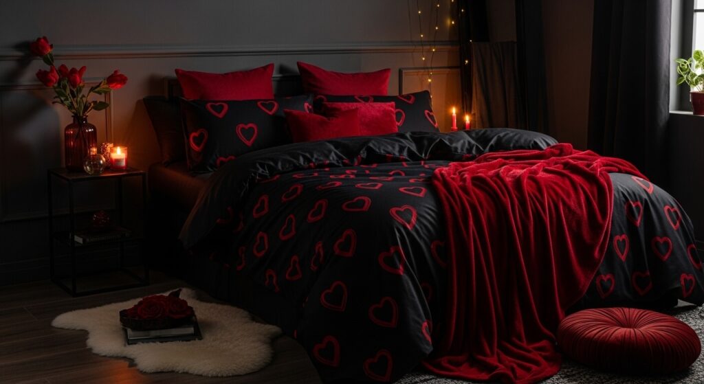 Bold Red Hearts on Black
