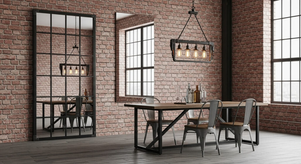Industrial Metal-Framed Mirror
