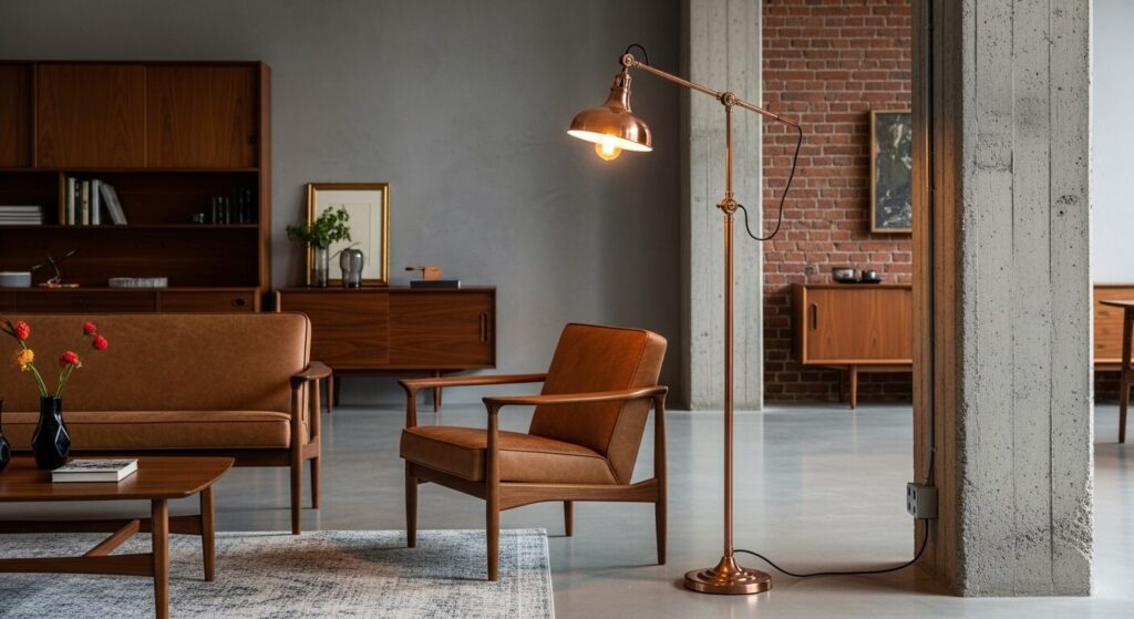 Tall Copper Pipe Floor Lamp