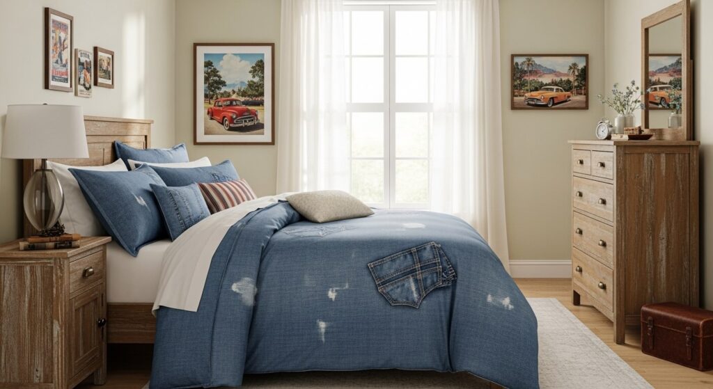 Distressed Denim Quilt Set