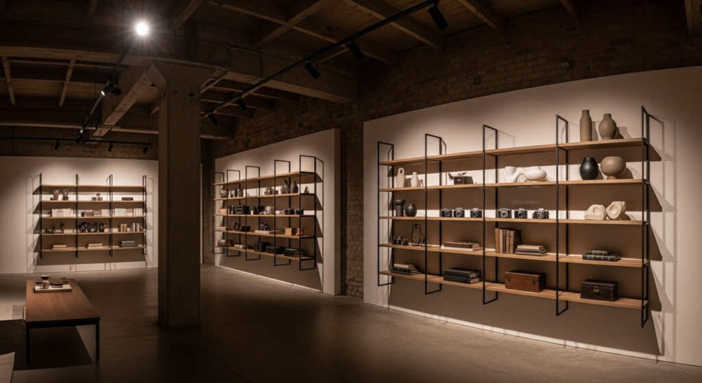 Floating Wood & Metal Shelves