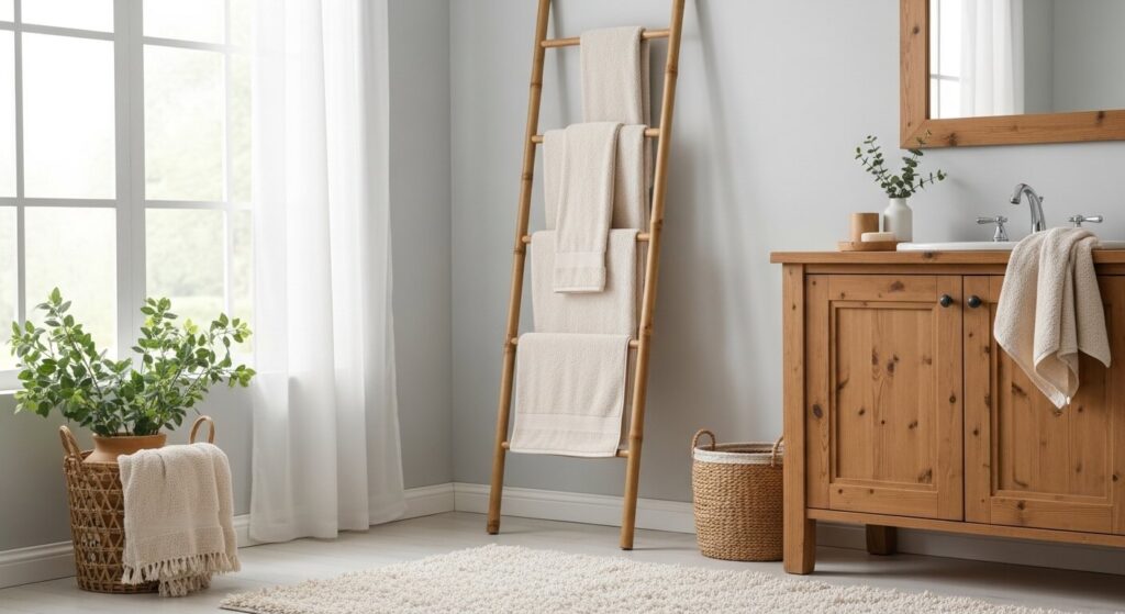 Bamboo Ladder Towel Rack
