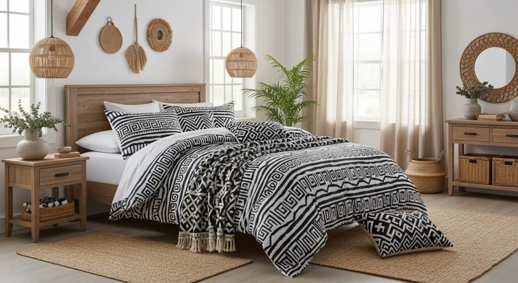 Mudcloth-Inspired Black & White Set