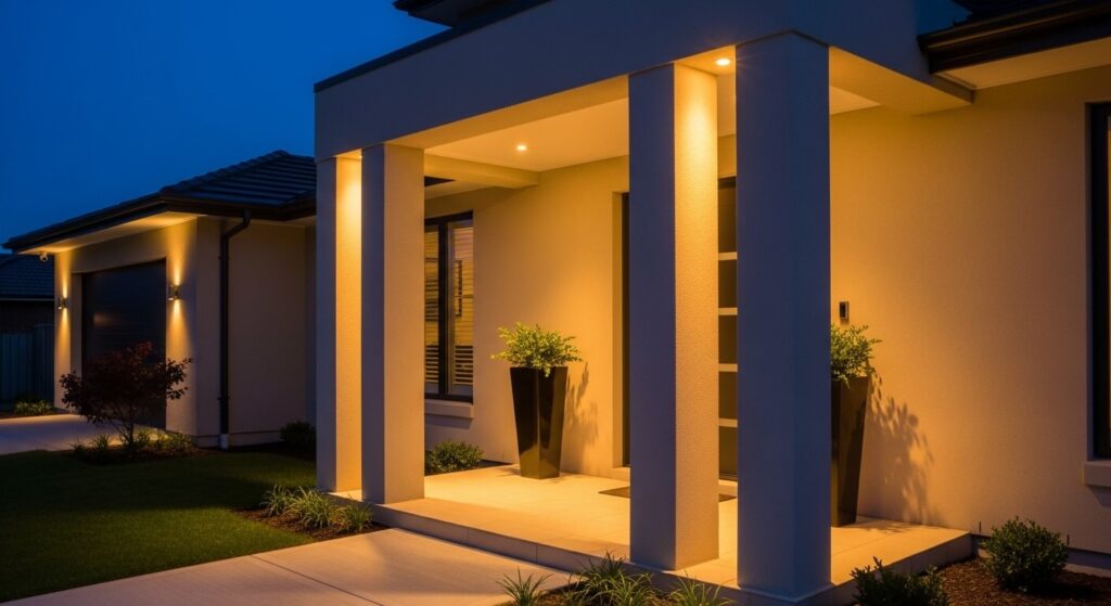 Sleek Square Columns with Lighting