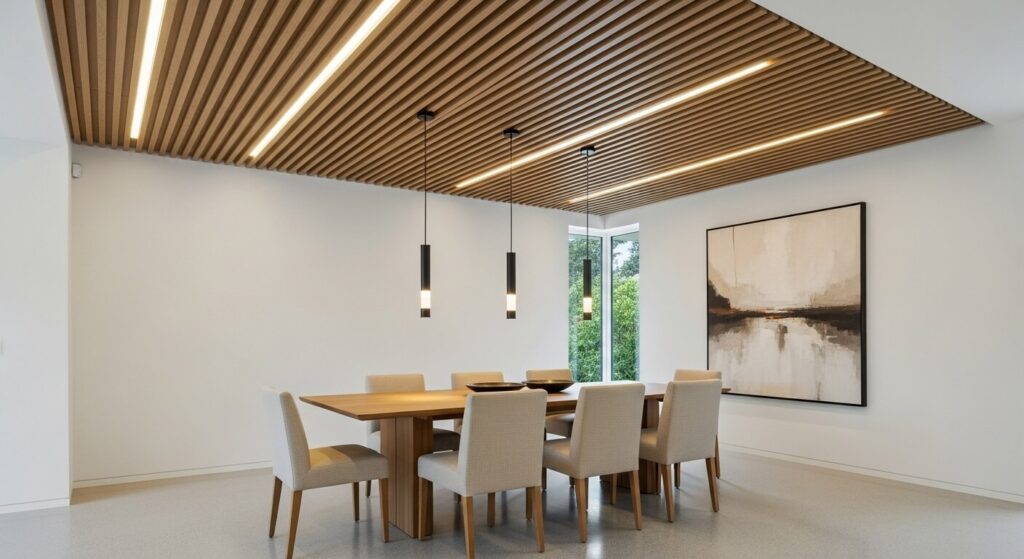 Wooden Slat Dropped Ceiling