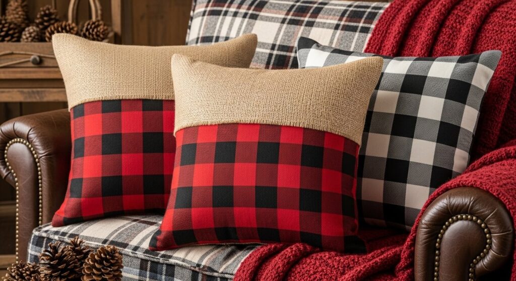 Burlap and Buffalo Plaid Combo