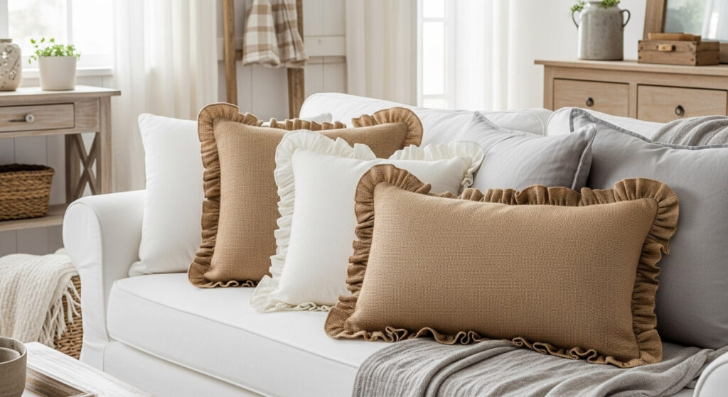 Ruffled Burlap Pillows