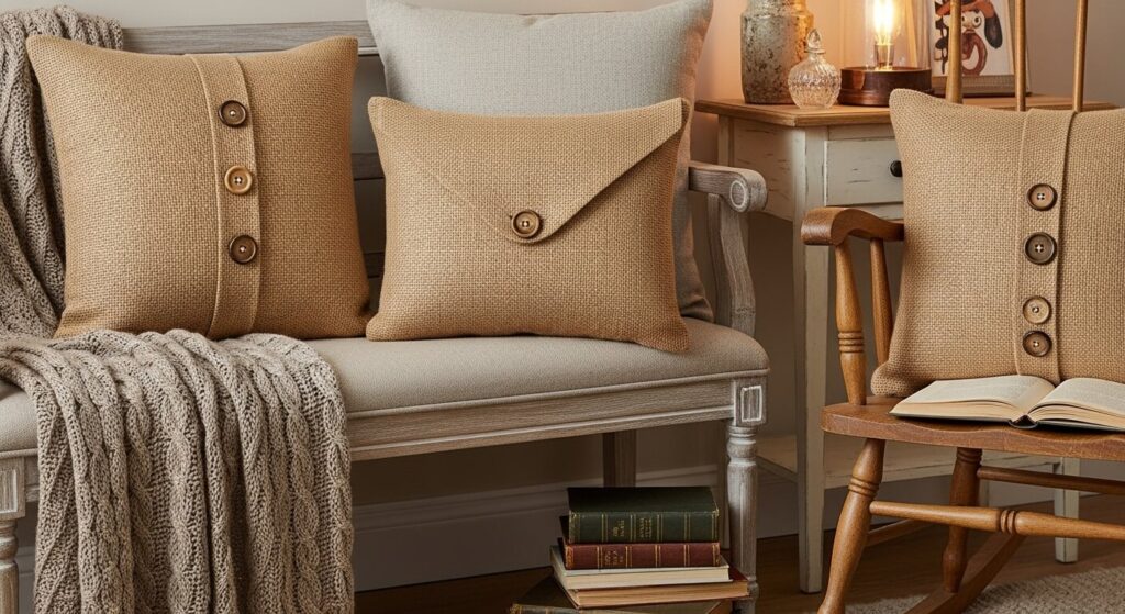 Burlap with Button Accents