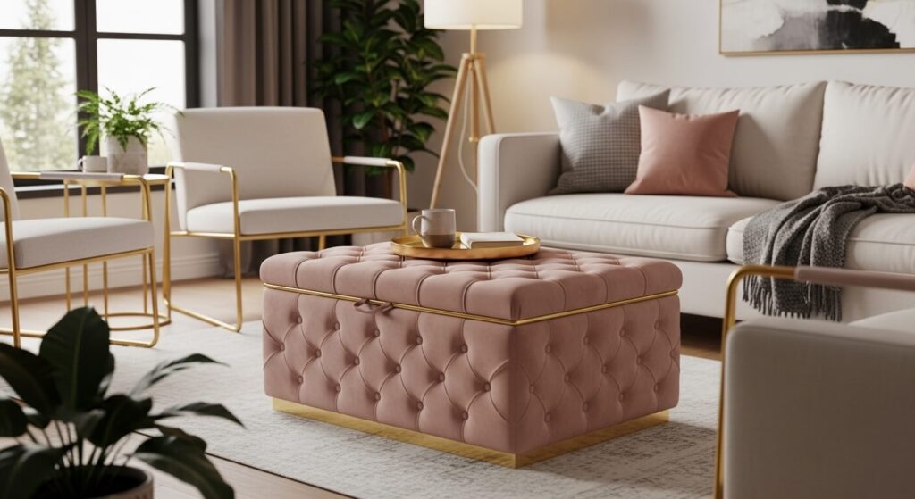 Velvet Tufted Ottoman