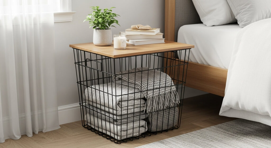 Wire Basket Table with Removable Top