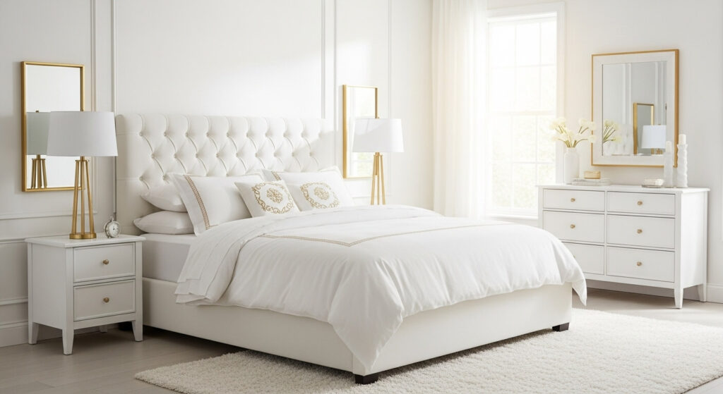 White Bedroom with Gold Accents