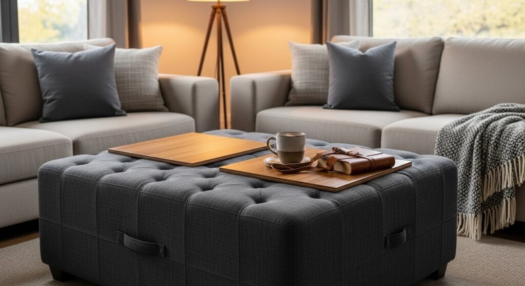Ottoman with Built-In Trays