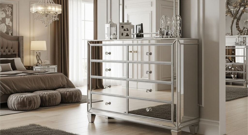 Mirrored Dresser for Glam Vibes