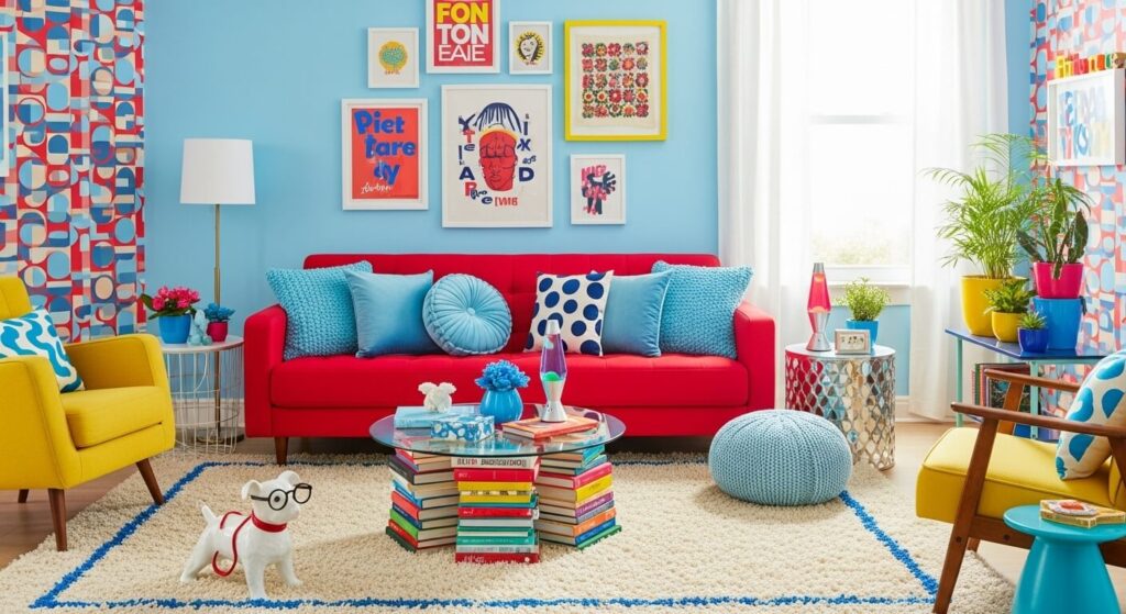 Red + Sky Blue
