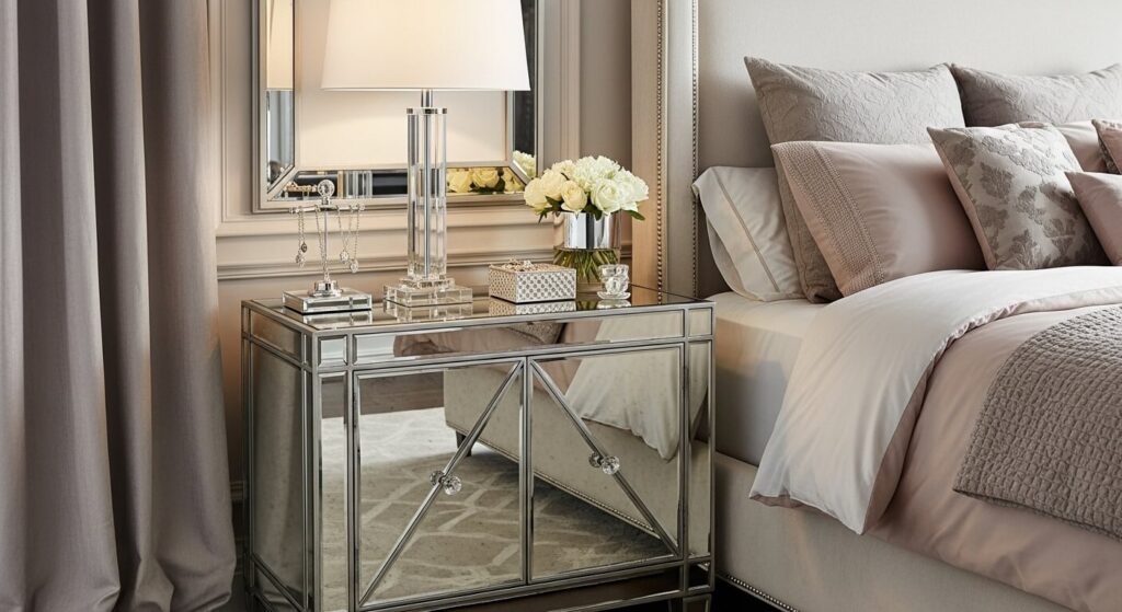 Mirrored Nightstand Table