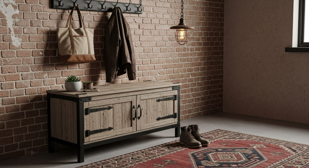 Rustic Wooden Storage Bench
