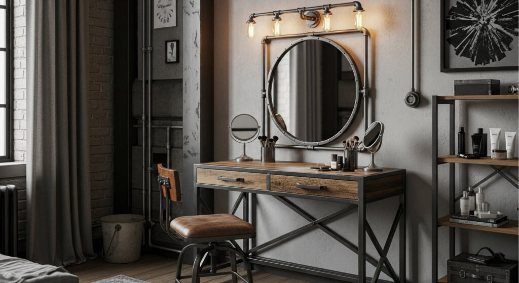 Industrial Vanity with Metal Accents