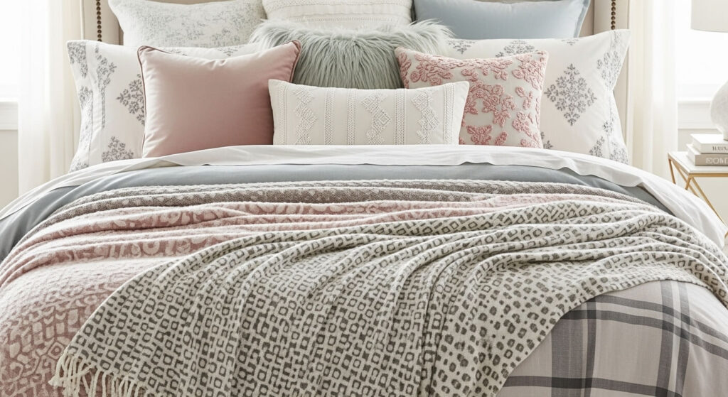 Layered Bedding and Pillows