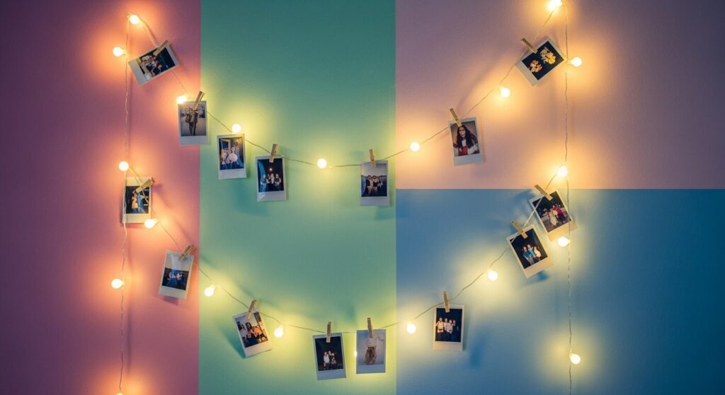 DIY String Light Photo Display
