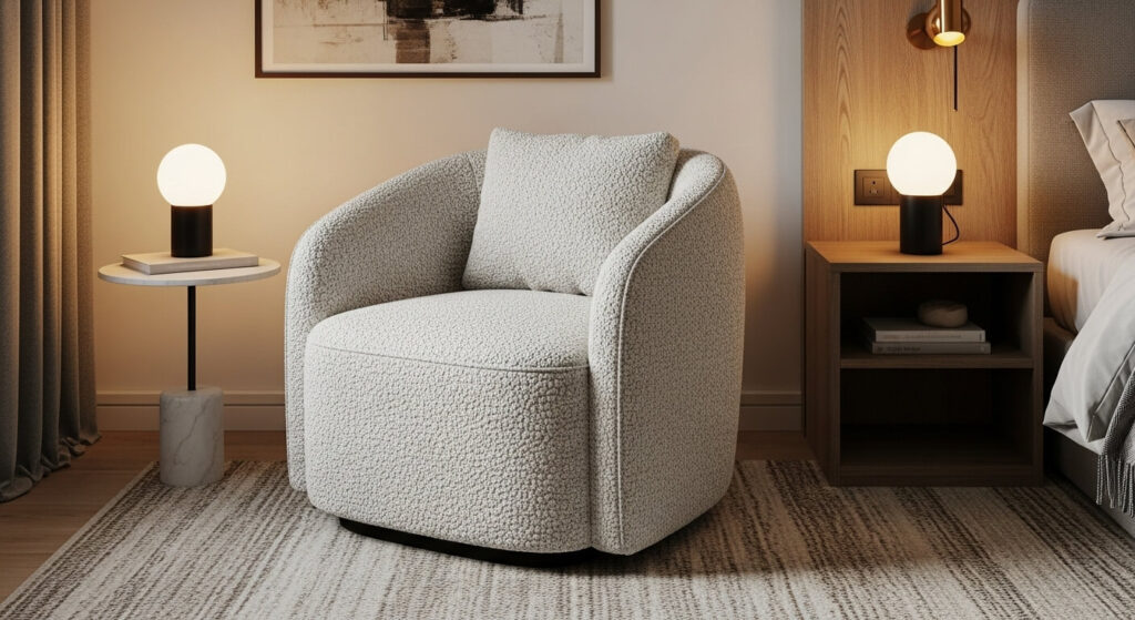 Bouclé Fabric Chair for Texture