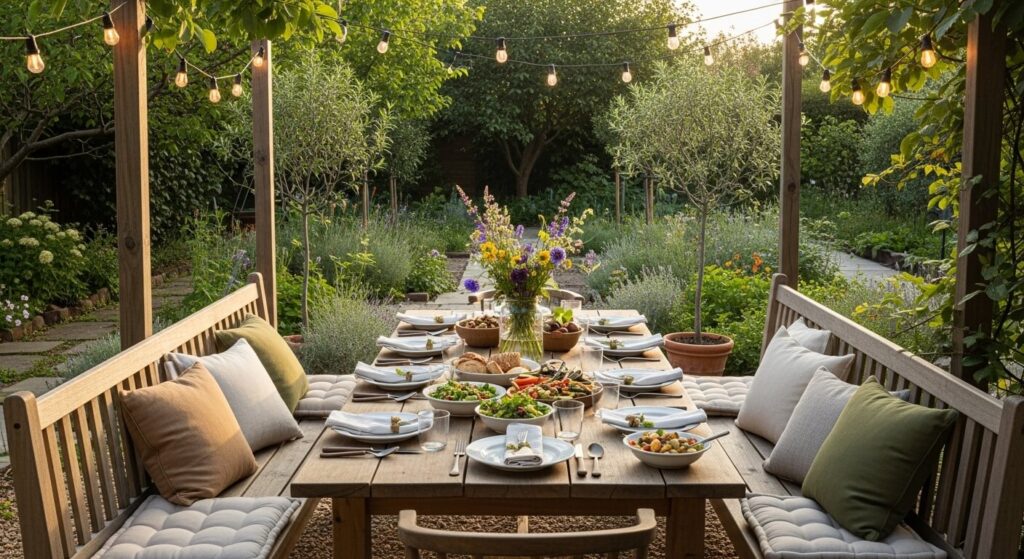 Outdoor Dining Set with Benches
