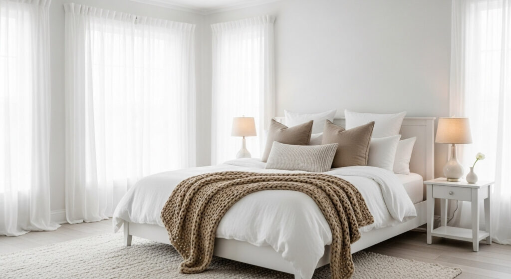 White Bedroom with Soft Beige Blends