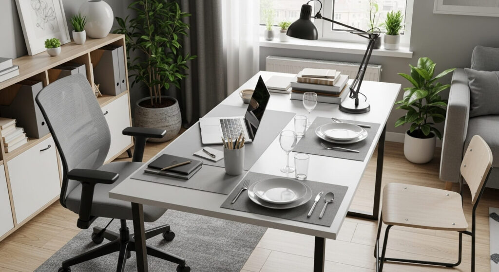 Desk That Doubles as Dining Space