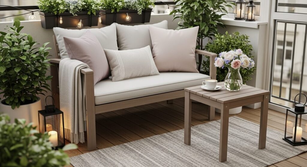 Outdoor Loveseat with Side Table