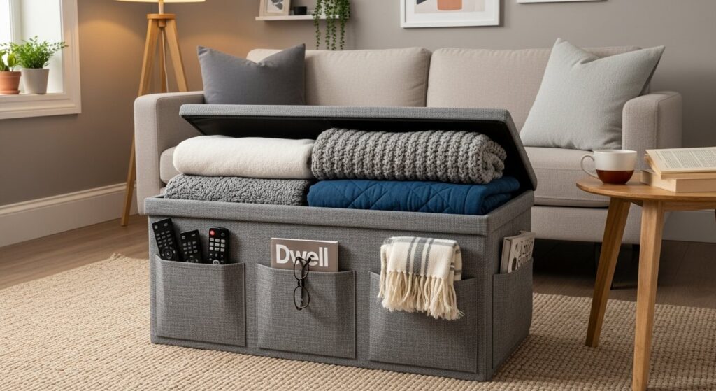 Storage Ottoman with Side Pockets