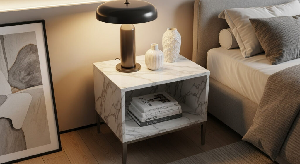 Marble‑Top Bedside Table