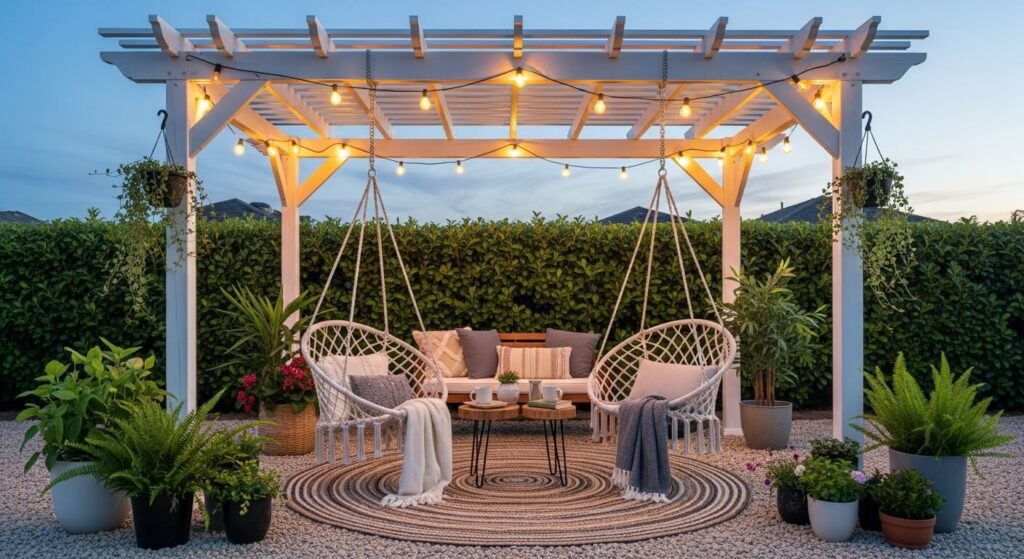Pergola with Hanging Chairs