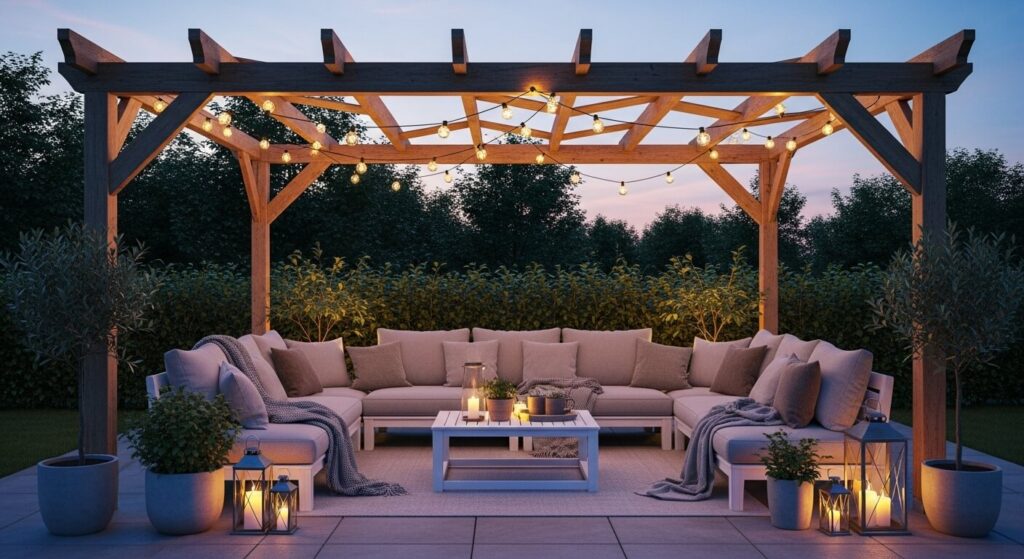 Pergola-Covered Sofa Set