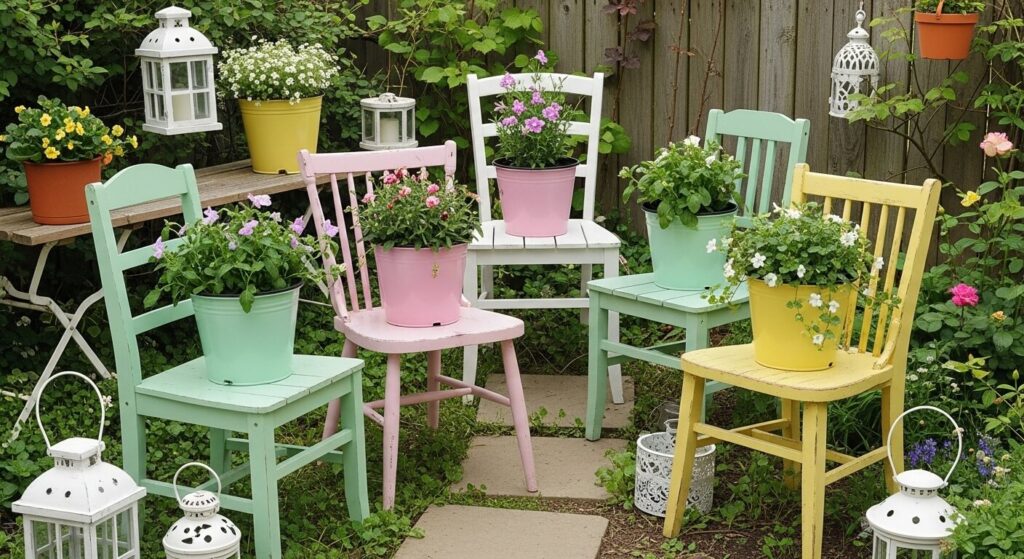 Old Chairs as Plant Stands