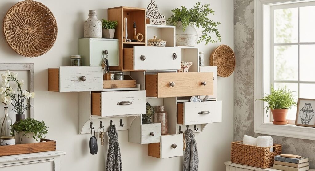 Upcycled Drawer Wall Organizer
