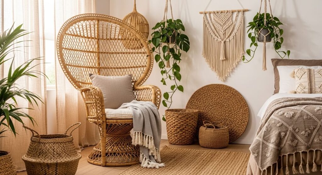 Rattan or Wicker Chair for Boho Vibes