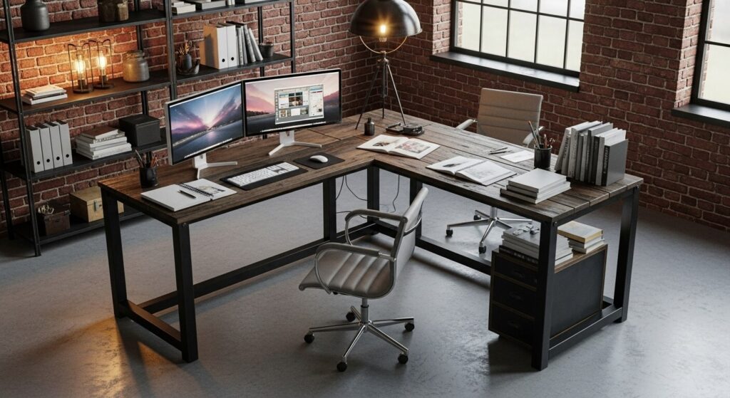 L-Shaped Industrial Corner Desk