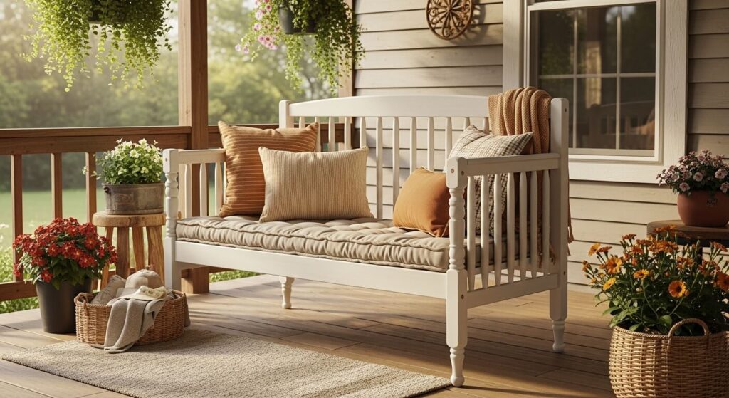 Crib Turned Porch Bench