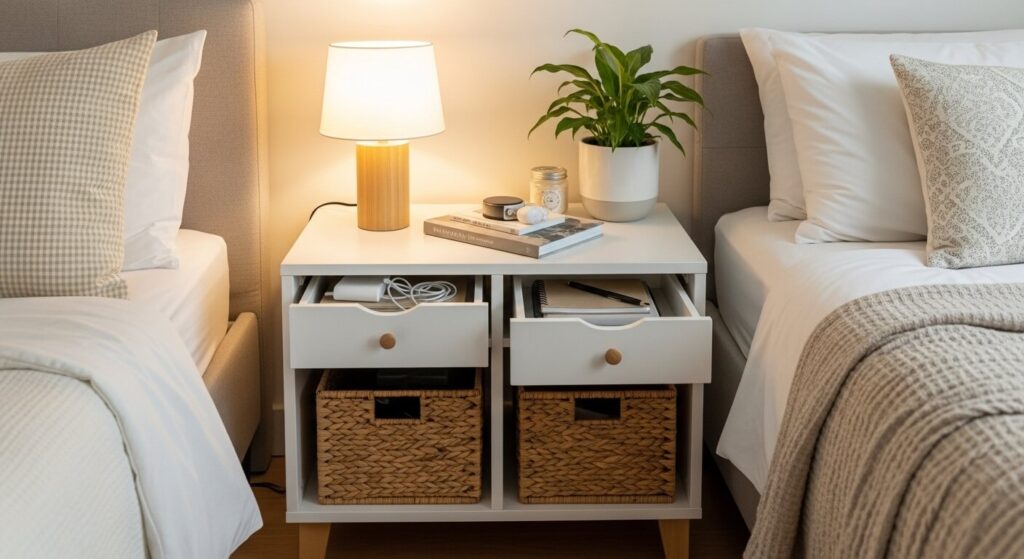 Bedside Table with Drawers or Baskets