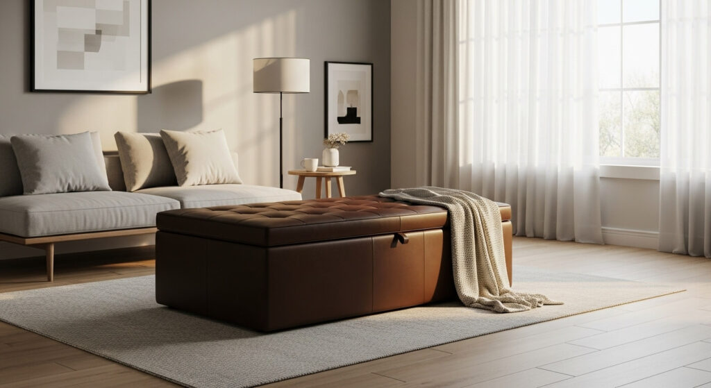 Leather Storage Ottoman