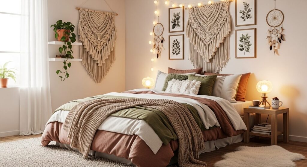 Layered Textiles and Cozy Bedding